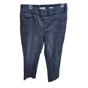 Nine West Jeans Size 12 Black Wash Pull On Straight Leg Comfort Stretch Denim